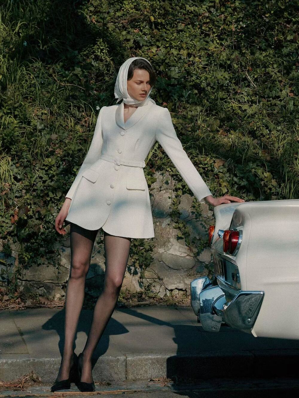 Self-Portrait Cream Boucle Tailored Mini Dress